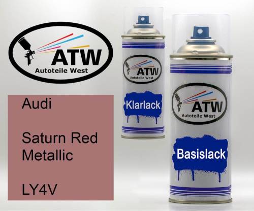 Audi, Saturn Red Metallic, LY4V: 400ml Sprühdose + 400ml Klarlack - Set, von ATW Autoteile West.